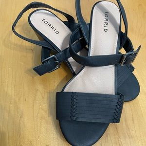 Torrid sandal . Slight wedge , suede straps size 9W Brand new Never worn
